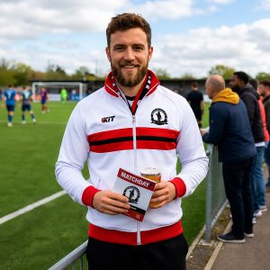 Antrim rovers football club – White Retro Track Top