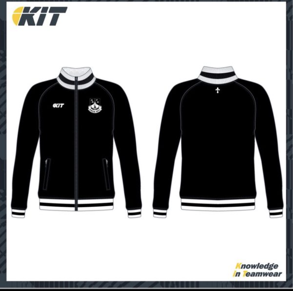 Ards Rugby – Black with white trim Retro Track Top
