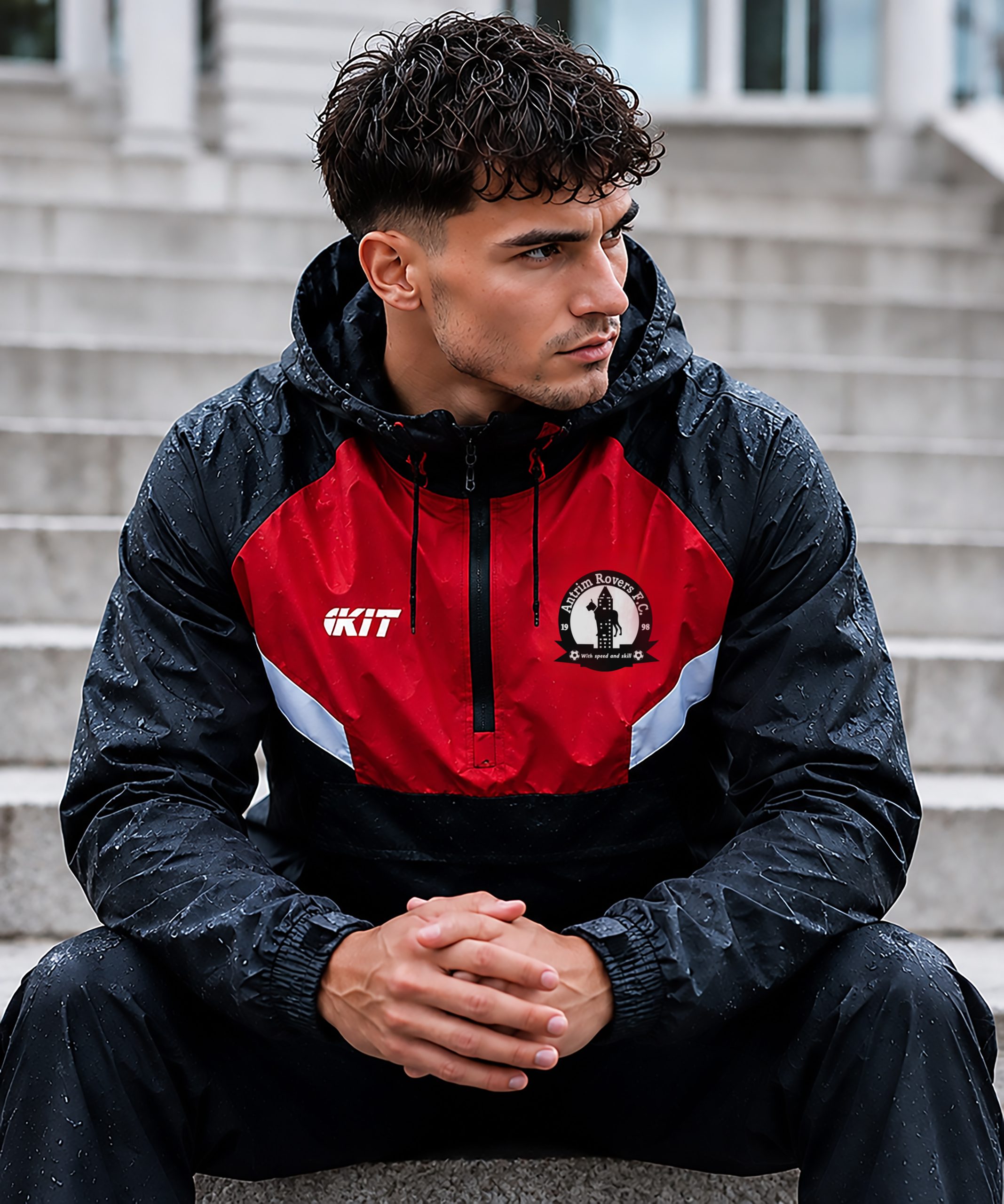 Antrim rovers football club - Anorak Rain Jacket - Image 2